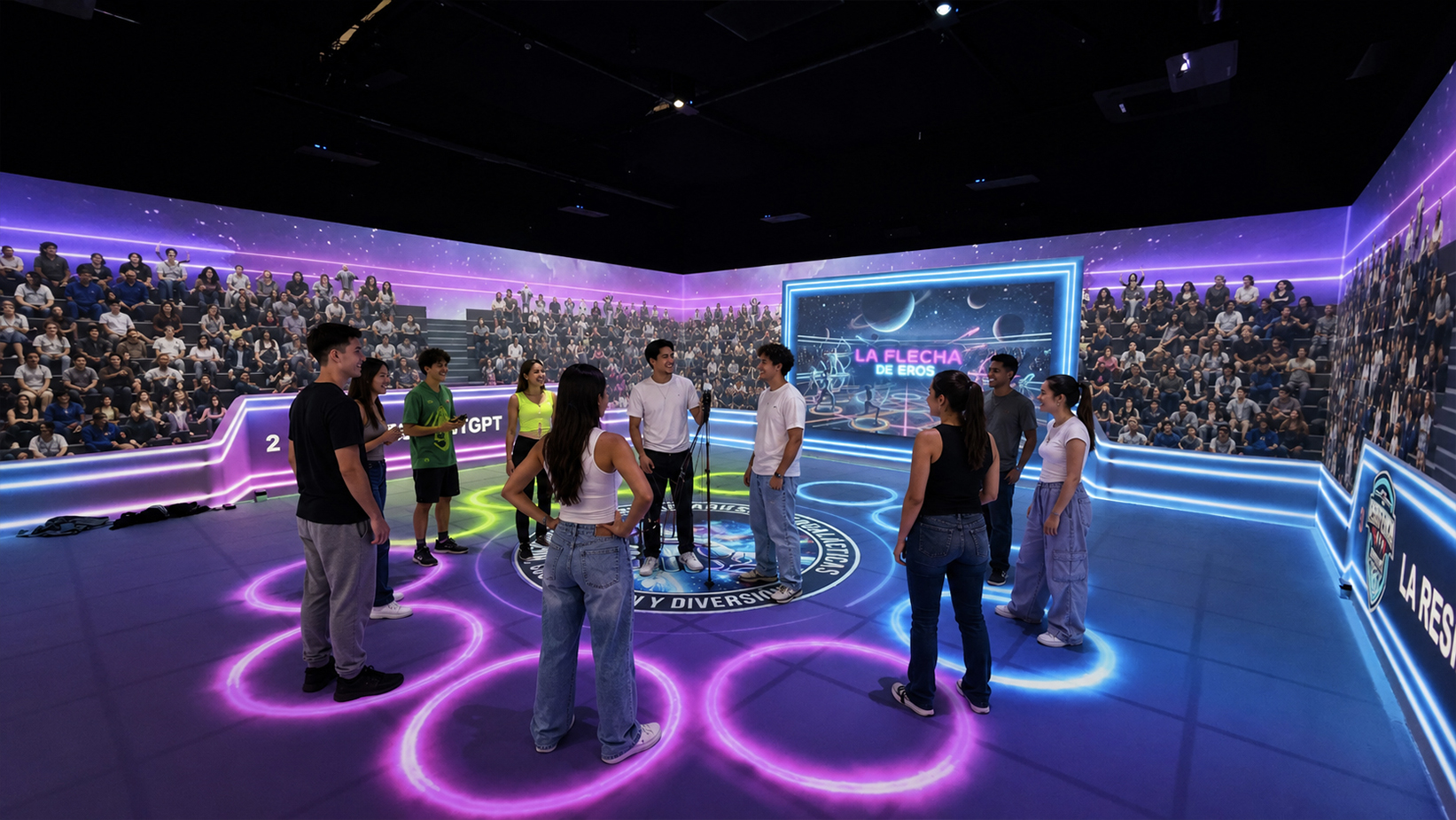 Sala inmersiva de Proyecto Aurora para una aventura en equipo